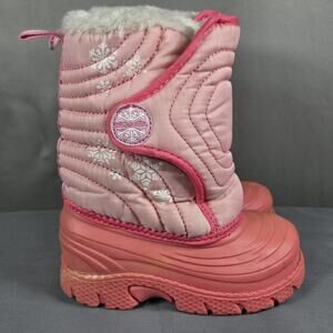 Stride Rite Girls Flurry Snow Boots Size 8 Pink Thermolite Faux Fur Winter